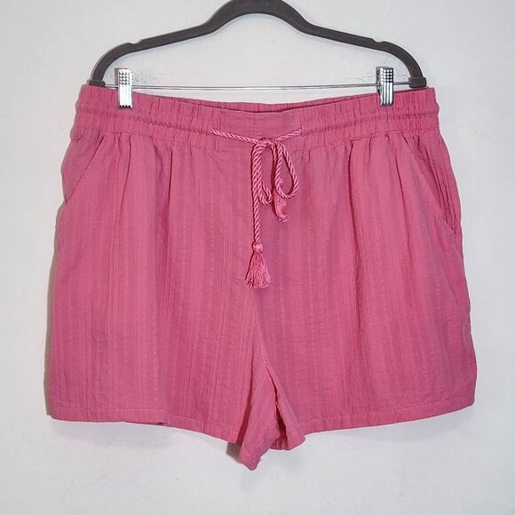 Time and Tru Pink Cotton Matching Set Size XL 16-18 Casual Pink Short Set - Picture 2 of 11